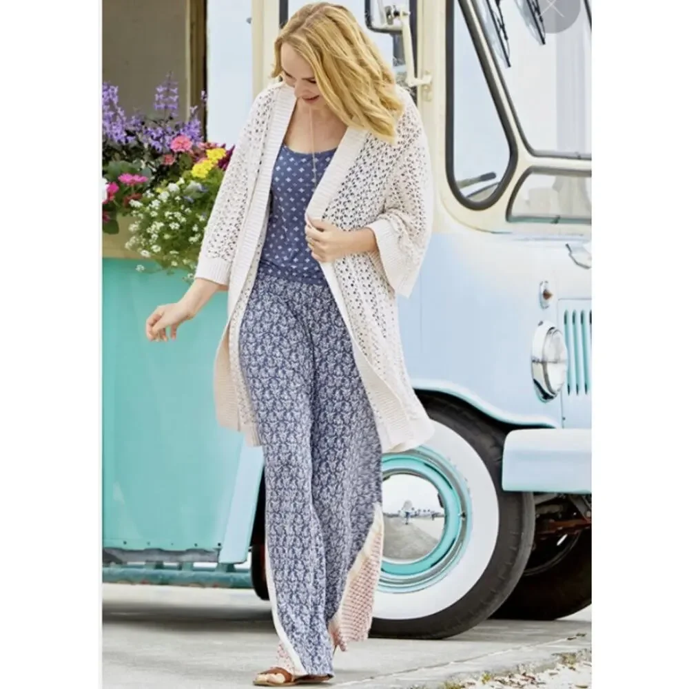Matilda Jane Lets go together Open Road Jumpsuit Blue Mixed Print Medium NEW